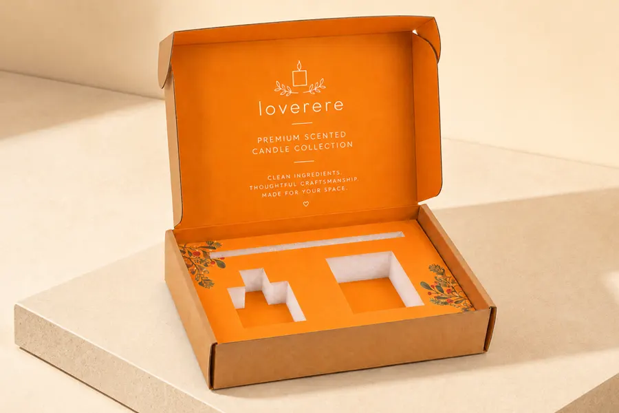 环保型香氛蜡烛包装或可持续纸质包装场景图 sustainable eco packaging