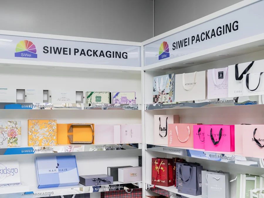 Packaging accessories and brand materials displayed at SiWei Packaging