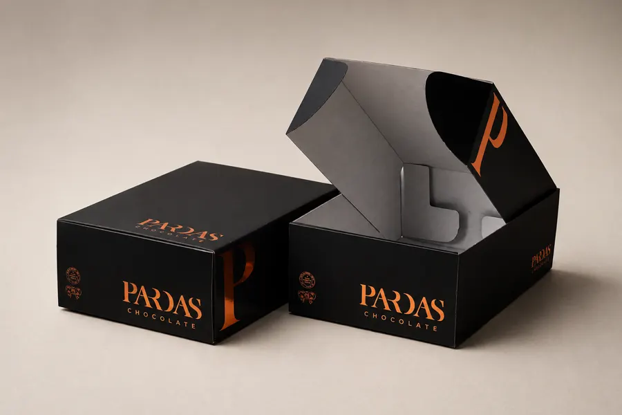 环保型巧克力包装或可持续纸质食品包装场景图 sustainable eco packaging