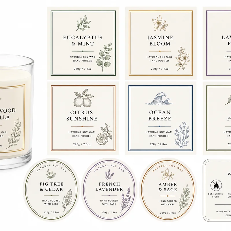 Custom fragrance labels and round stickers