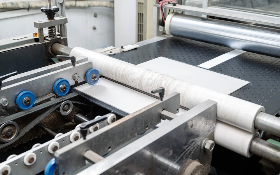 Automated high-speed box gluing line in operation