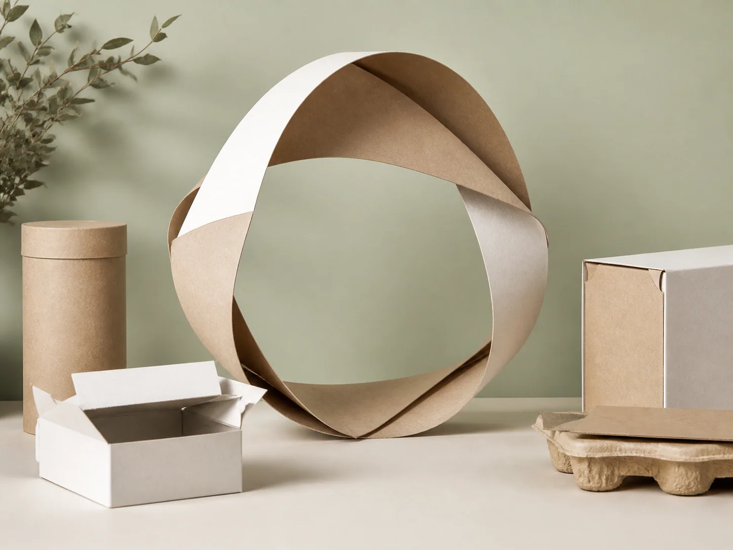 Circular loop made from recyclable paper packaging materials