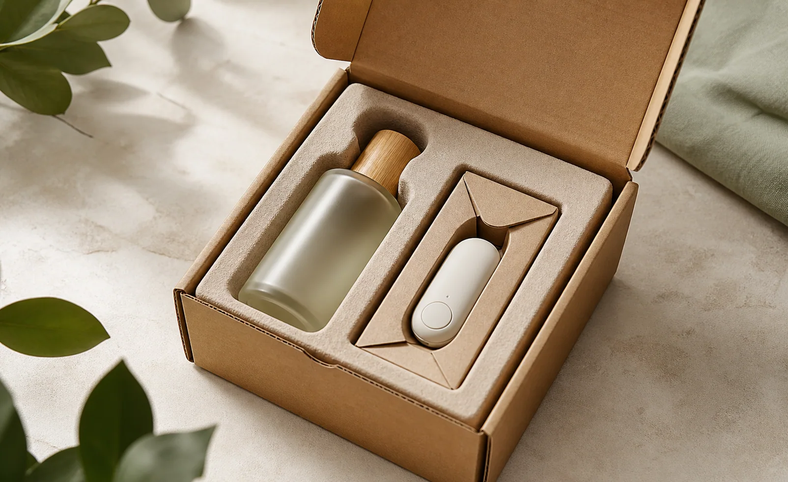 Molded pulp and folded paper inserts protecting packaged products