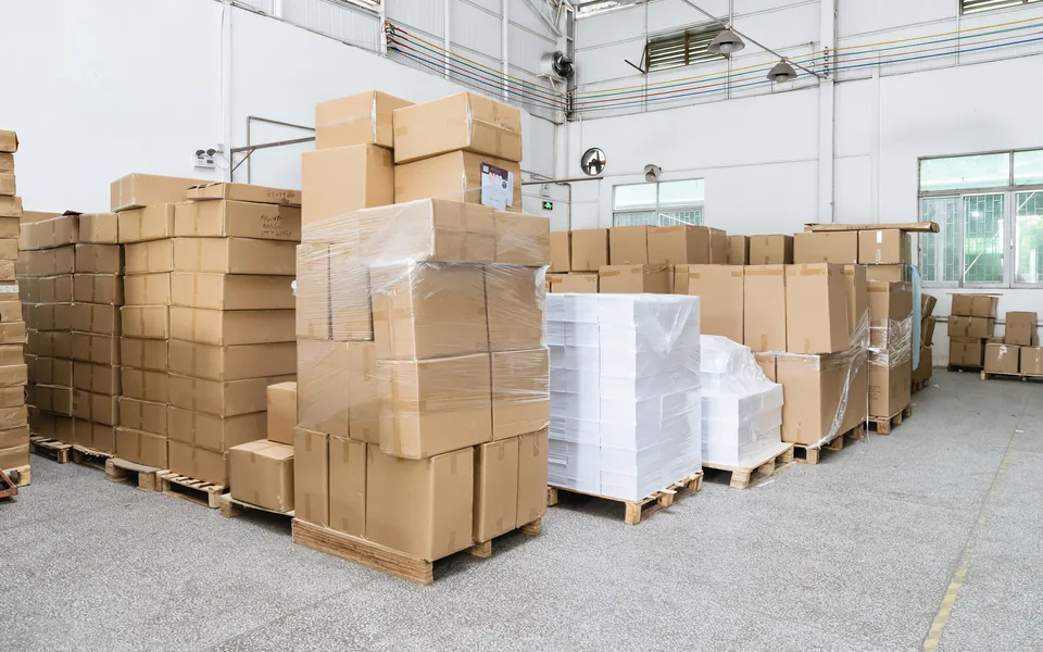 Finished packaging orders prepared for shipment